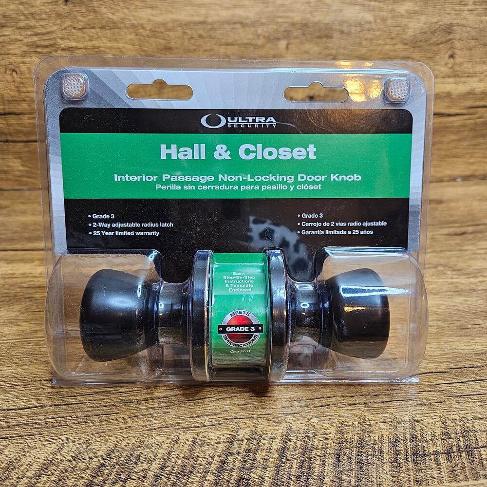 Ultra Security Hall & Closet Interior Passage Non-locking Door Knobs NEW